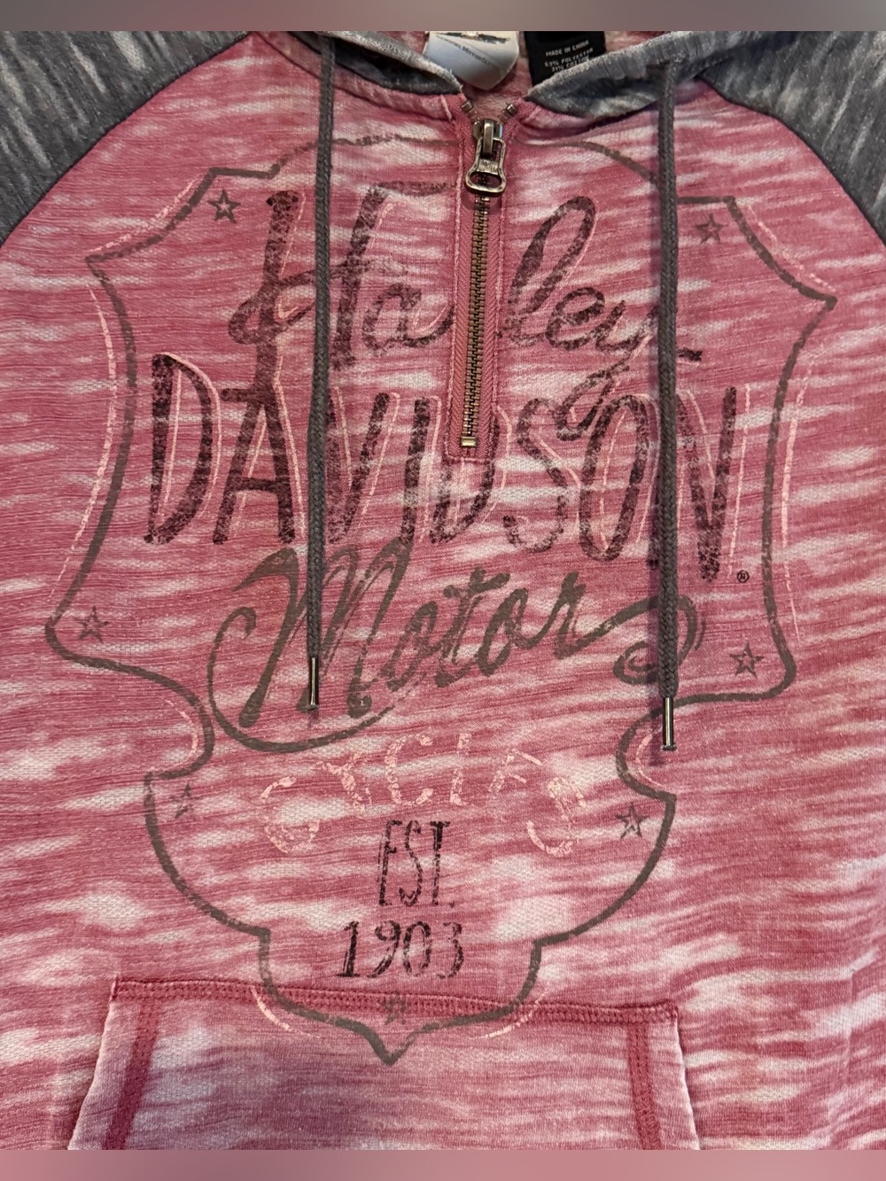 Harley-Davidson Distressed Washout 1/4-Zip Pullover Hoodie - Picture 5 of 9